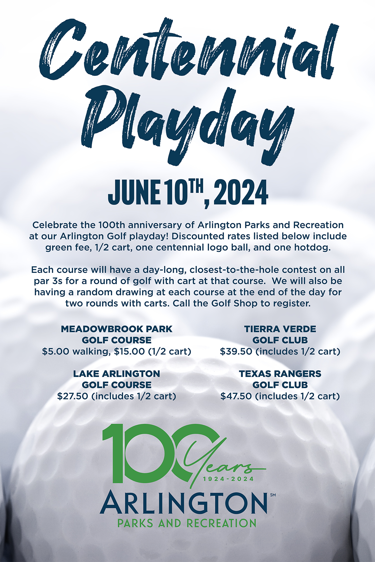100th Golf Playday graphic web